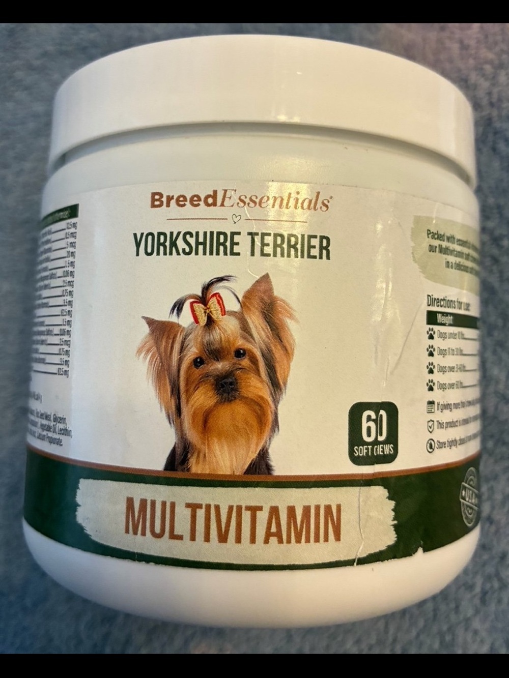 New! Healthy Breeds Yorkshire Terrier Multivitamin Soft Chews - (60) Count.